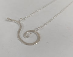 Sterling silver curved wave necklace