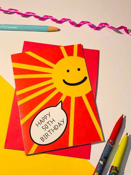 Happy 50th Birthday sun card