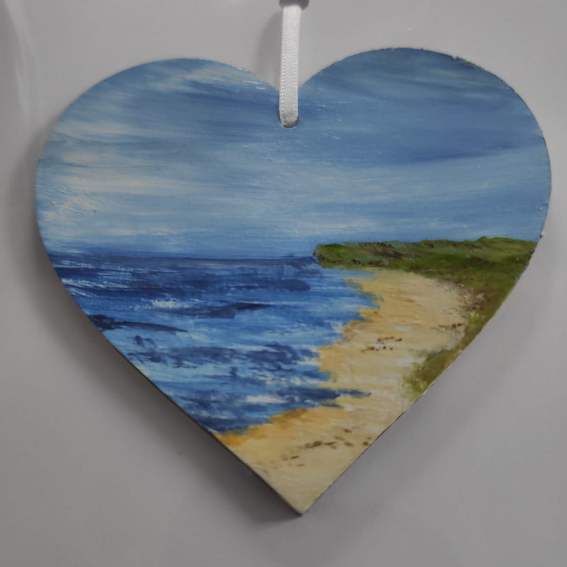 Sending love hand painted heart keepsake card