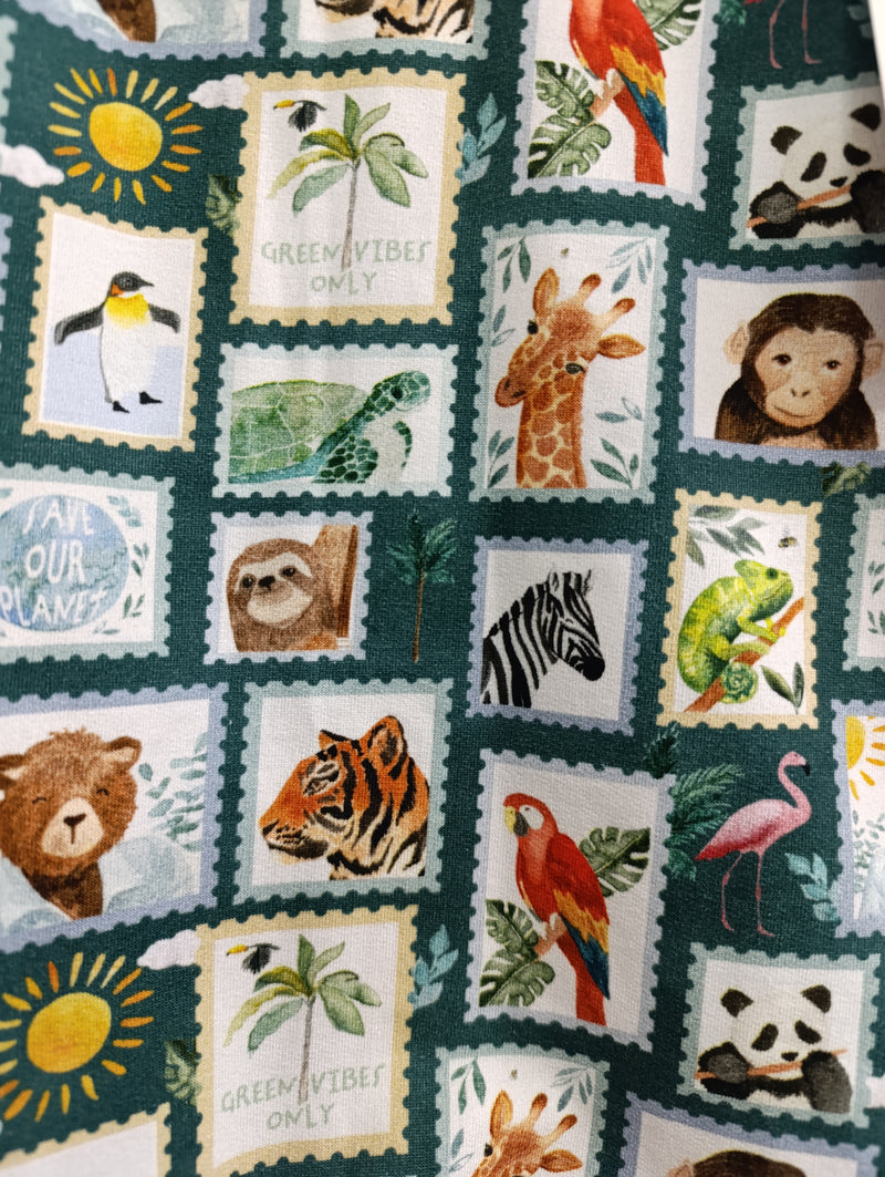 Romper suit - animal stamps print (6-12 months)