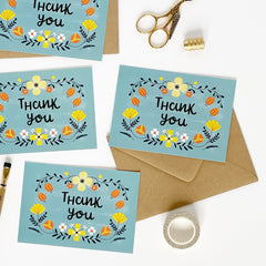 Pack of 8 Thank you Folk Colour card set