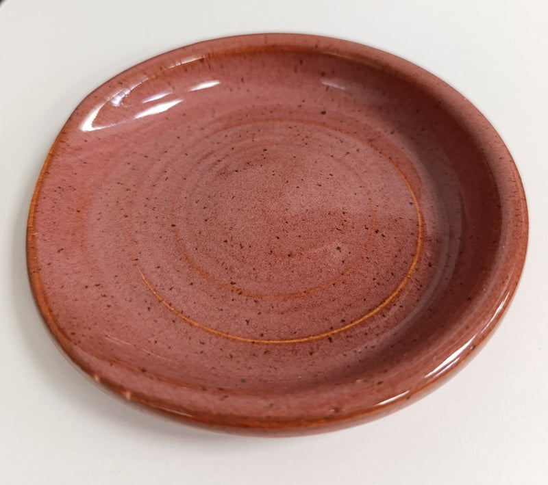 Ceramic spoon rest - brick pink glaze