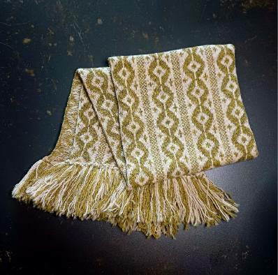 Knitted moss and natural Shetland Wool scarf - Templeton's Venetian Balcony