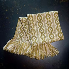 Knitted moss and natural Shetland Wool scarf - Templeton's Venetian Balcony