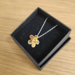 Sterling silver & 24 carat gold flower necklace