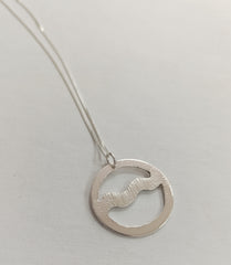 Sterling silver wave circle necklace