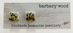 'Painterly' Jesmonite square studs - different colours available