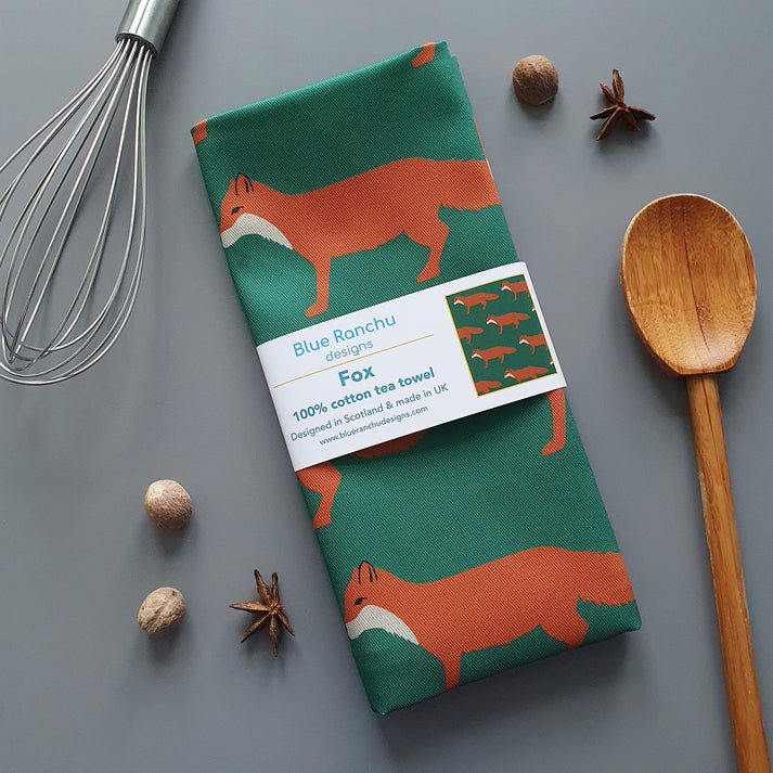 Fox tea towel
