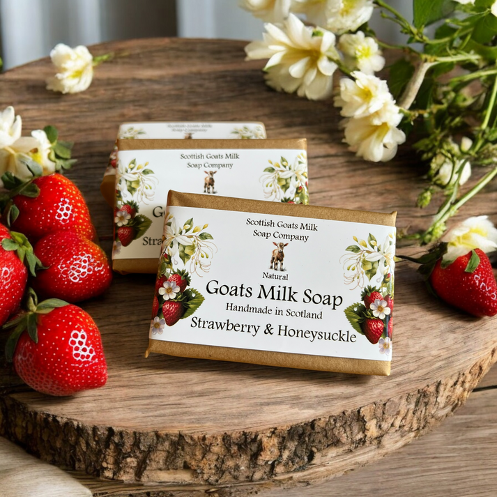 Handmade goats milk soap - Strawberry & Honeysuckle