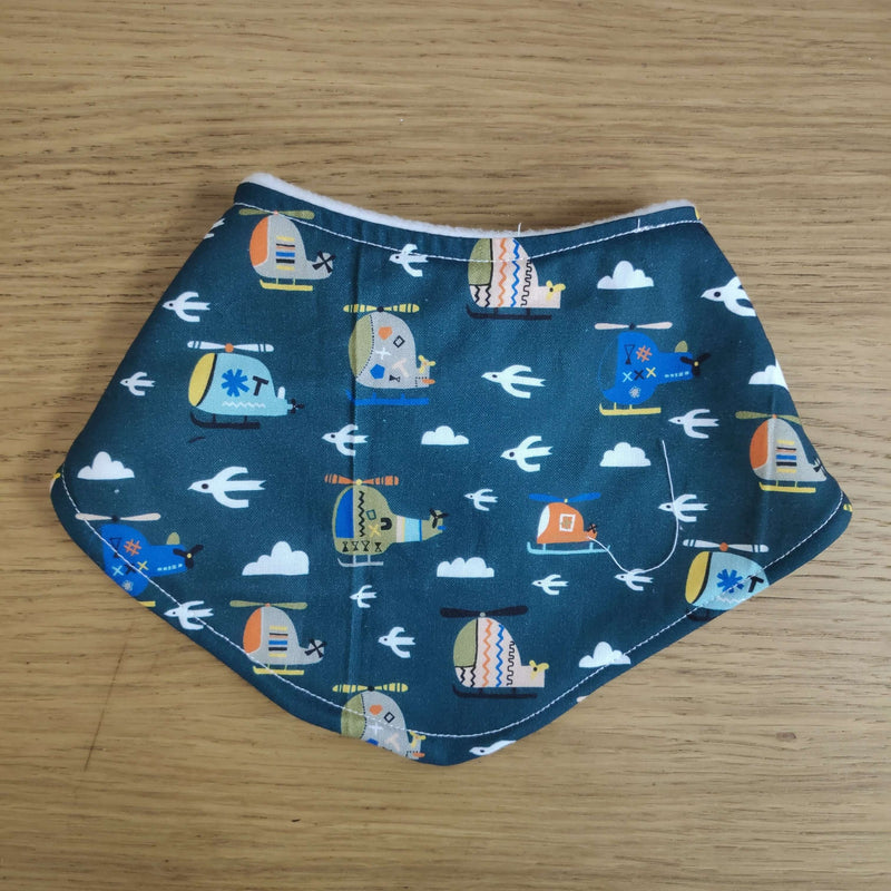 Bandana style bib - helicopter print