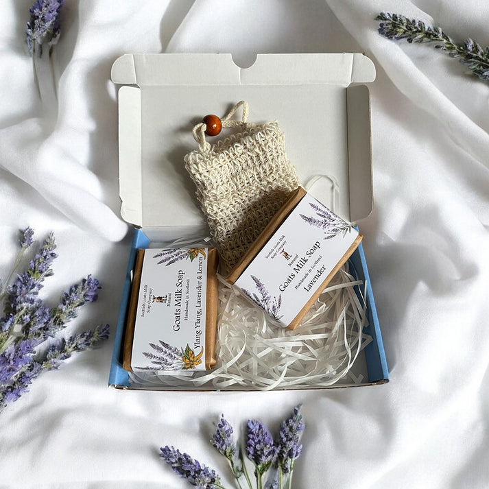 Essential Oil Goats Milk Soap 2 Bar & Soap Bag Gift Set - different scents available