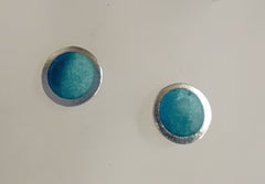 Sterling silver & enamel colourful studs - seafoam two-tone blue