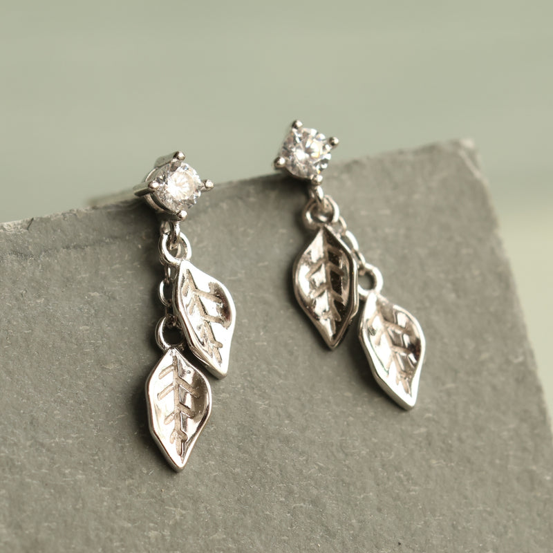Sterling Silver Leaf Dangle Earrings