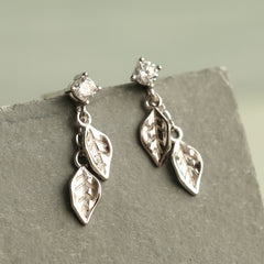 Sterling Silver Leaf Dangle Earrings