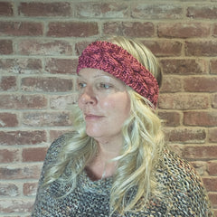 Hand knitted pink/orange headband