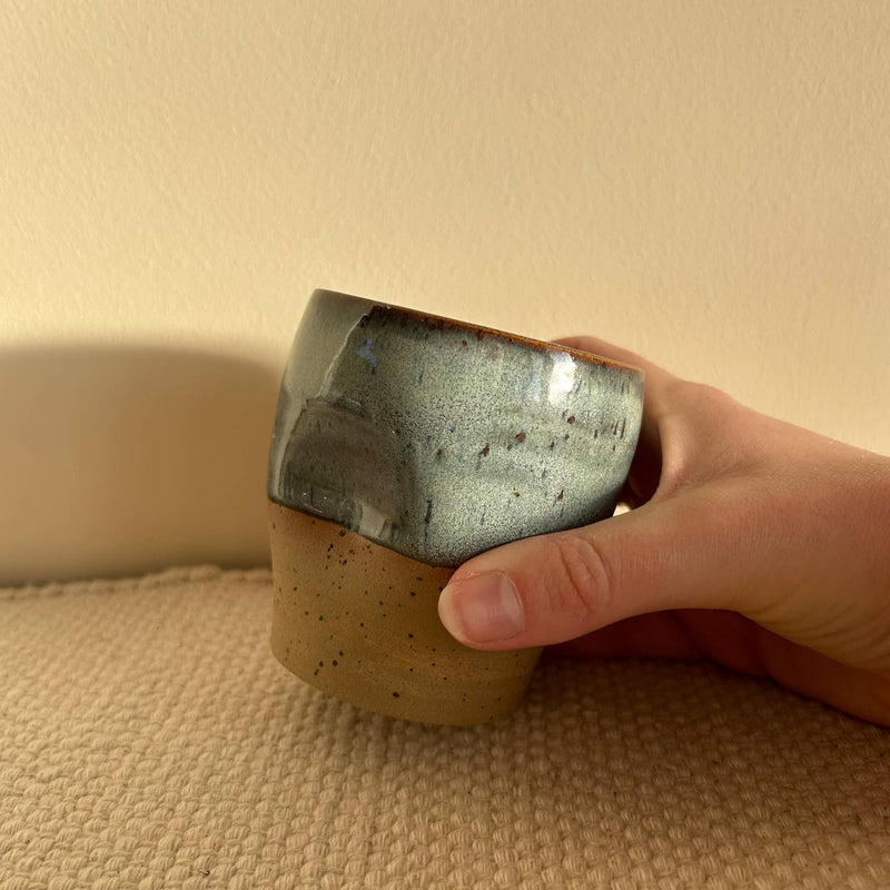 Blue speckled dimple coffee tumbler