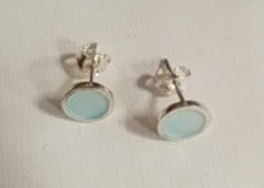 Sterling silver & enamel colourful studs - ice blue