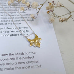 Sterling Silver & 22kt gold Crescent Moon pendant