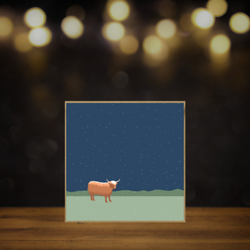 Winter Highland Cow card