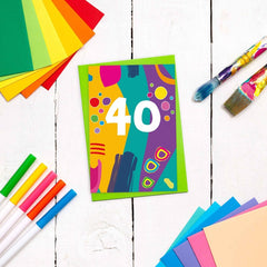 Age 40 - colourful abstract shapes card