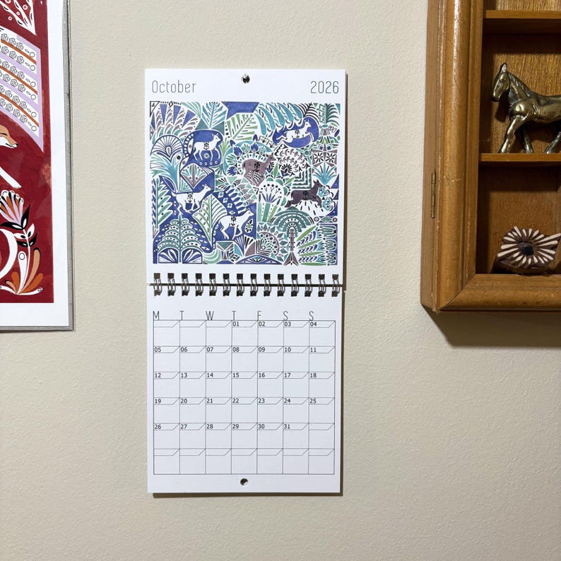 Illustrated small wall calendar