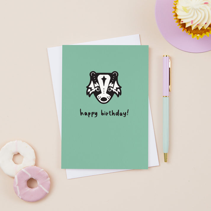 Happy birthday fairytale badger card