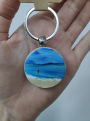 Hand painted wooden keyring