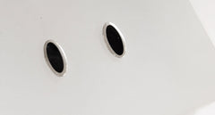 Sterling silver & enamel oval studs - black