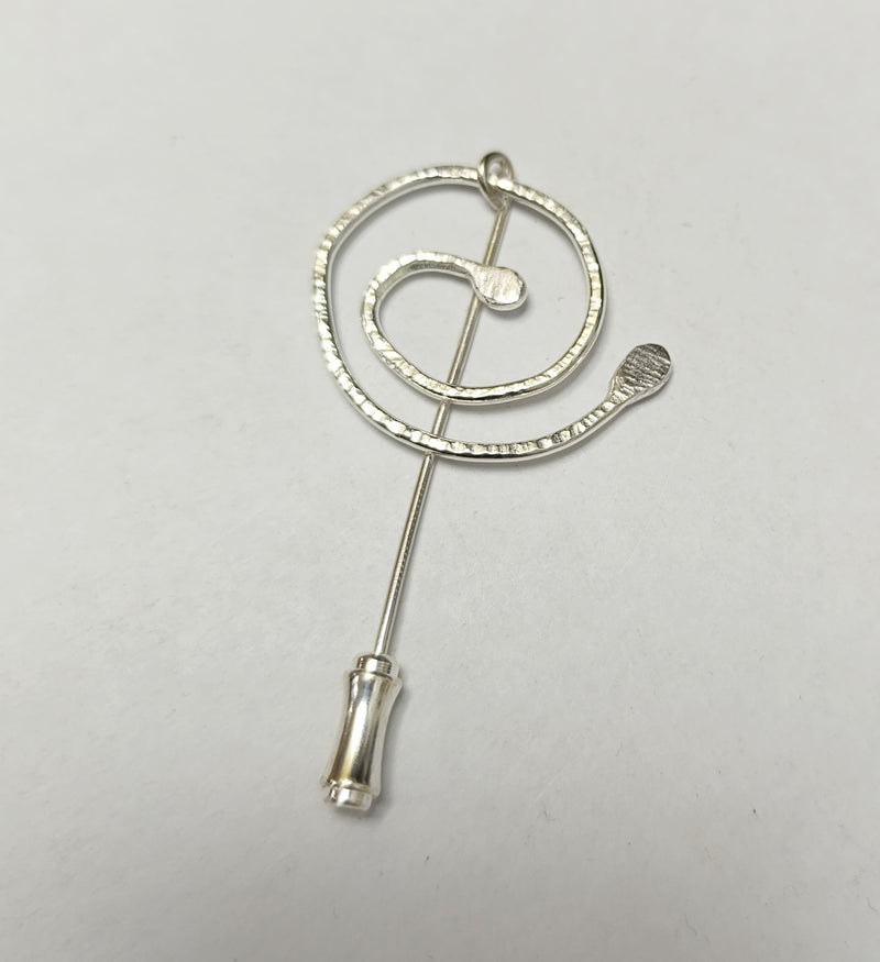 Sterling Silver 'spiral roots' pin brooch