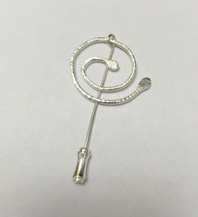 Sterling Silver 'spiral roots' pin brooch