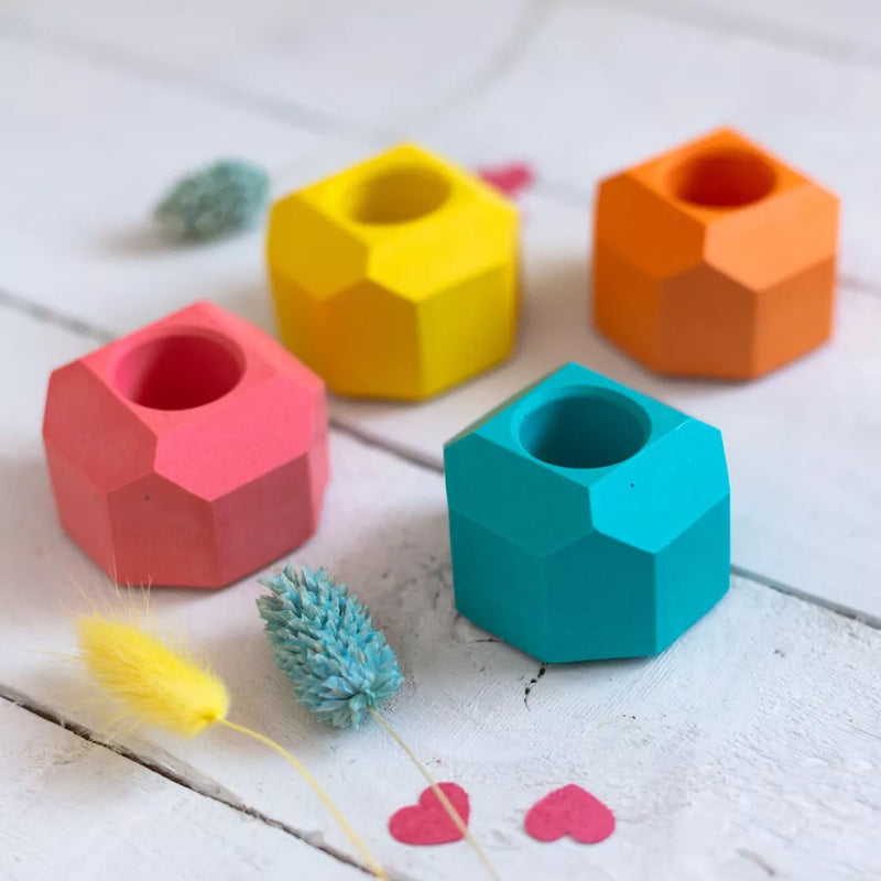 Bright geometric dinner candle holder (choice of 4 colours)