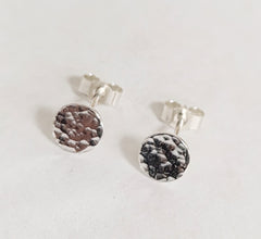 Sterling silver small hammered circle studs