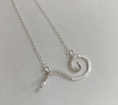 Sterling silver curved wave necklace