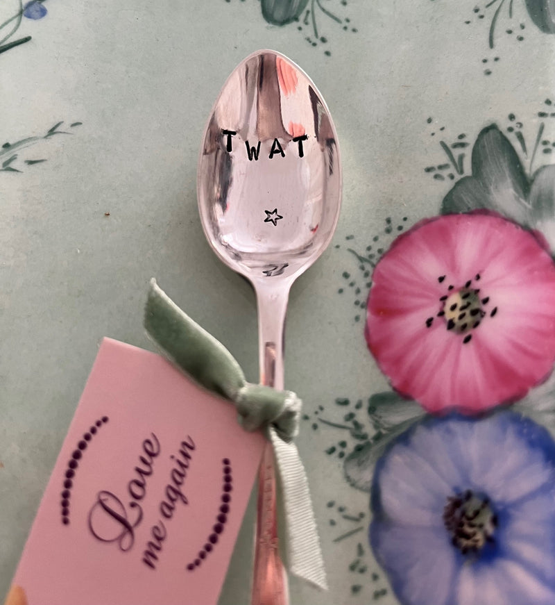 'Tw*t' - hand stamped vintage teaspoon