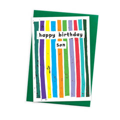 Happy birthday son stripes card