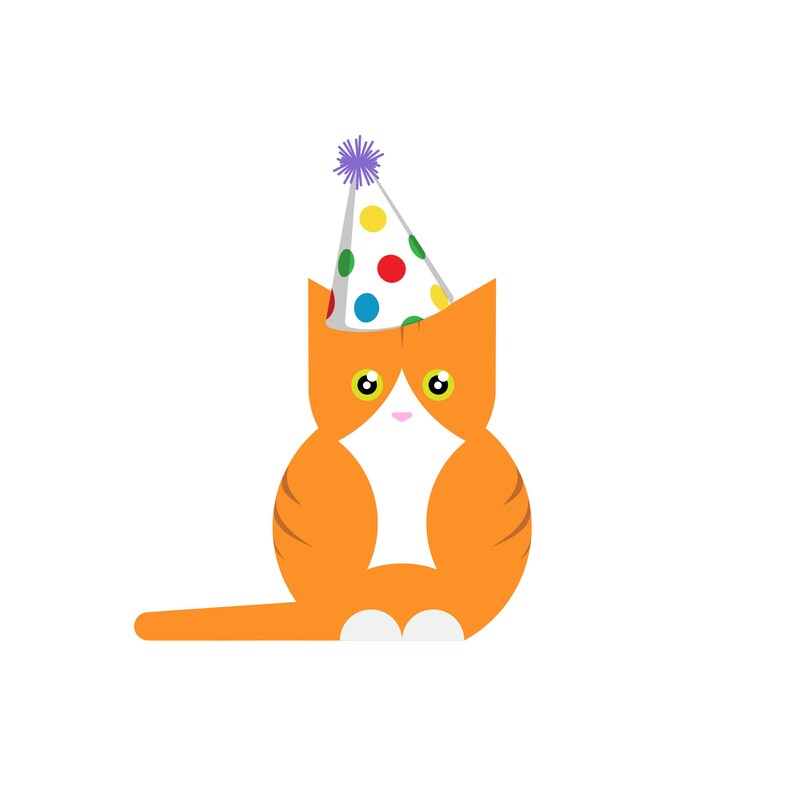 Happy birthday ginger cat with party hat card