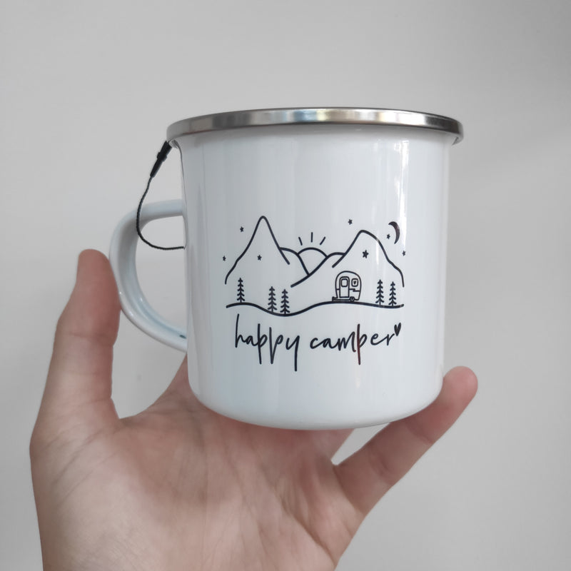 Happy Camper enamel mug