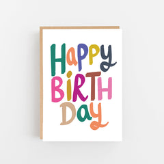 Happy birthday colourful writing card