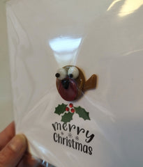 Glass robin Christmas card