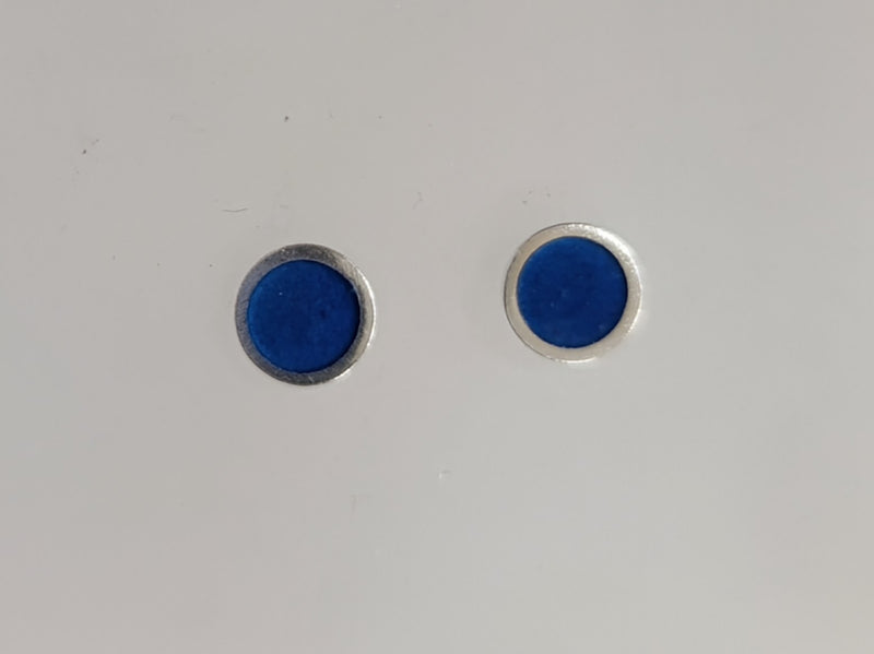 Sterling silver & enamel colourful studs - royal blue