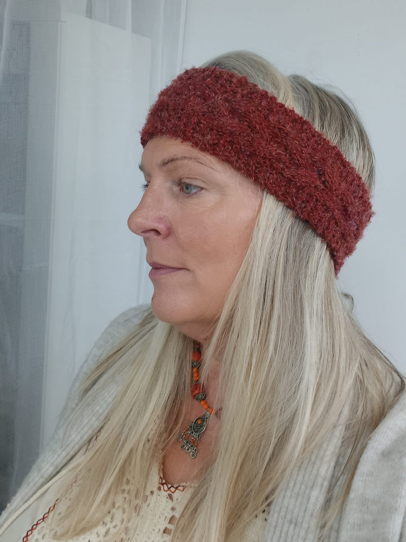 Hand knitted burnt orange earwarmer/headband