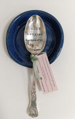 Ceramic spoon rest - dark blue glaze
