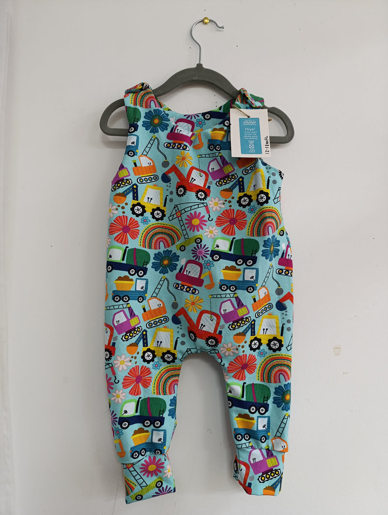 Romper suit - diggers & flowers (12-18 months)