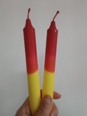 Red & yellow ombre dinner candles