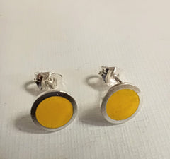 Sterling silver & enamel colourful studs - yellow