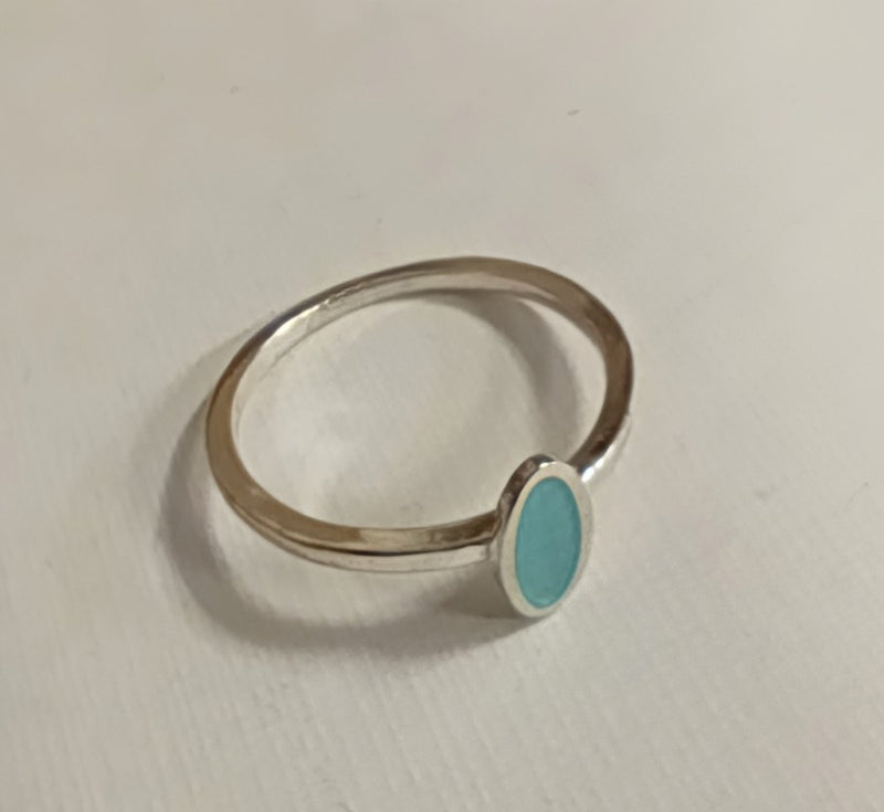 Sterling silver & enamel stacking rings - different colours available