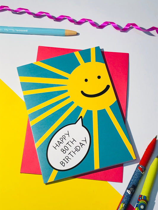 Happy 80th Birthday sun card