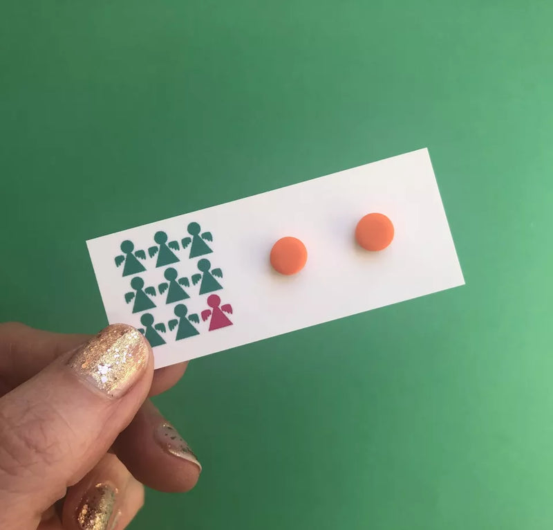 Circle polymer clay studs - orange (2 sizes available)