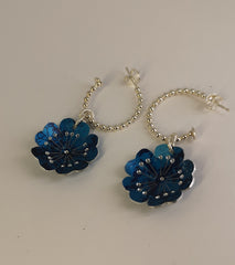Sterling Silver & aluminium hoop blossom earrings