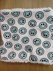 Neck warmer/snood - smiley faces grey & peach print